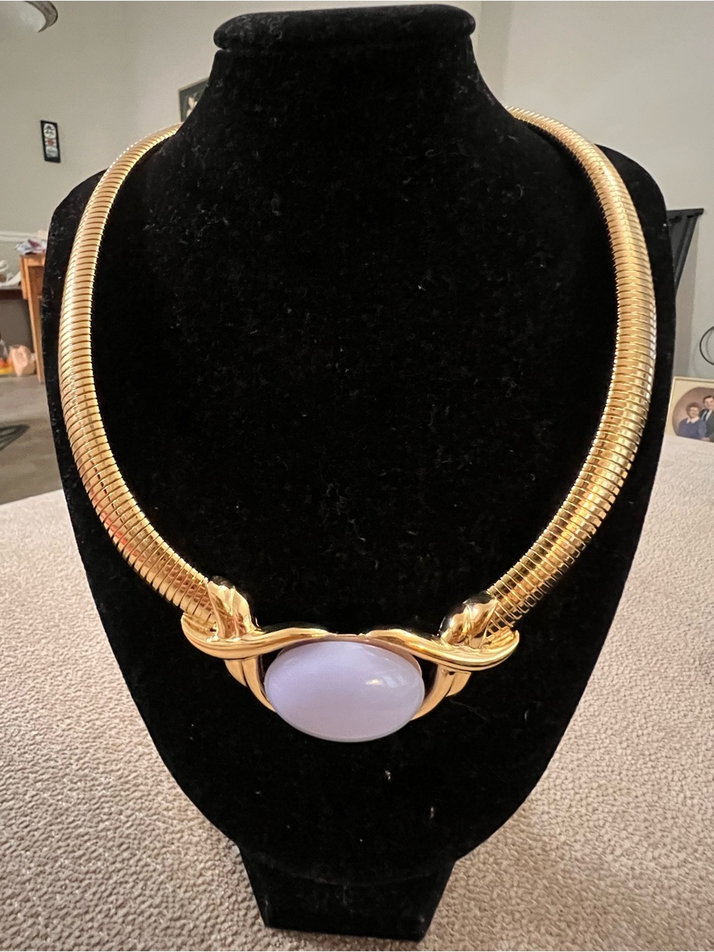 Trifari Omega Chocker with Lavender Cabochon